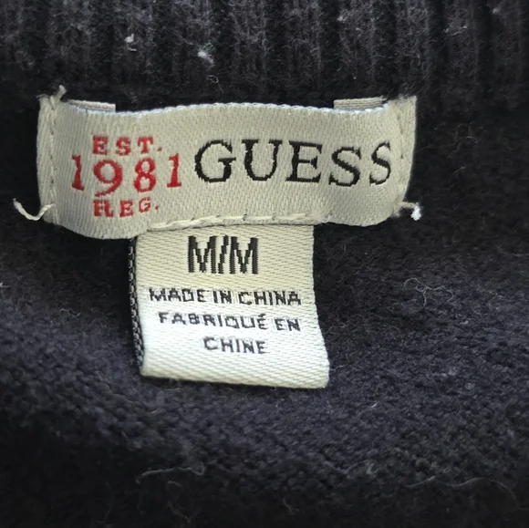 GUESS Sweater Bundle Womens M Logo V Neck + Striped Embellished Sweater - Picture 11 of 11